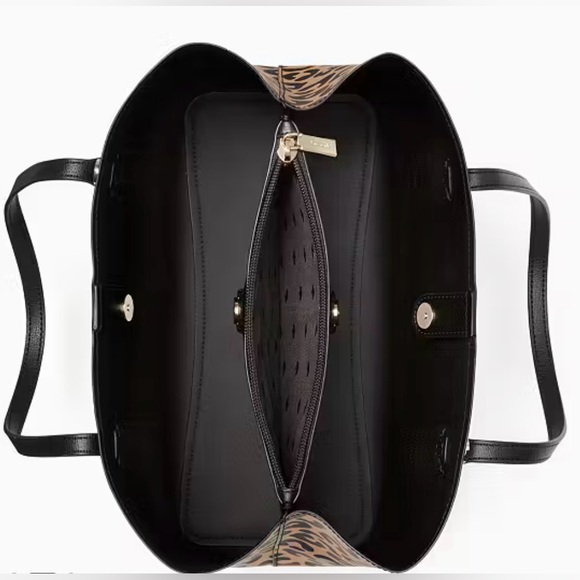 Kate Spade Harper Satchel Leopard Print Tote Bag Purse Black/Brown NWT 8.86”H - Picture 2 of 11